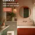 Salle de bain colorée avec des murs en bleu et des accessoires jaunes