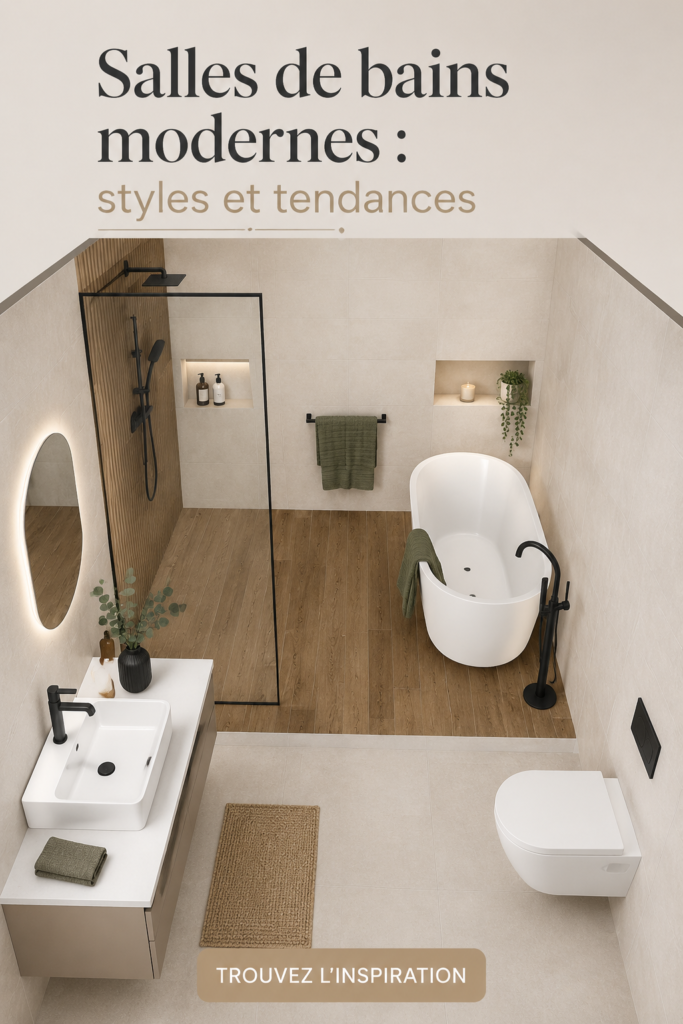 Salle de bain moderne avec un design épuré et des couleurs douces