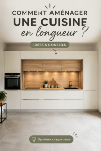 Cuisine moderne en longueur avec un aménagement fonctionnel