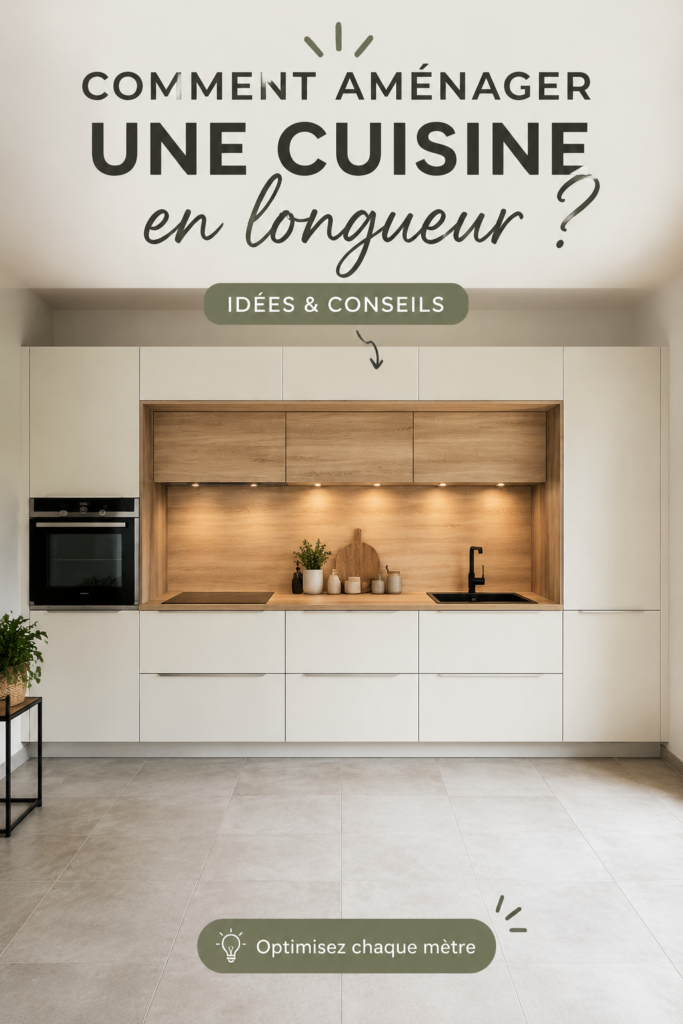 Cuisine moderne en longueur avec un aménagement fonctionnel
