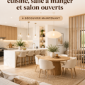 Cuisine ouverte moderne avec un aménagement pratique et accueillant.