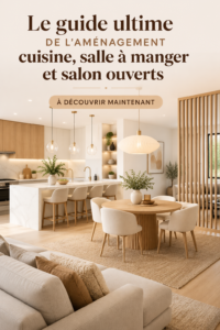 Cuisine ouverte moderne avec un aménagement pratique et accueillant.