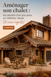 Intérieur chaleureux d'un chalet bien aménagé avec du bois et des couleurs douces