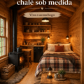 Intérieur chaleureux d'un chalet en bois sur mesure, décoré avec goût et harmonie.