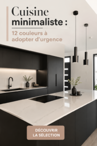 Cuisine minimaliste avec des teintes douces et épurées.