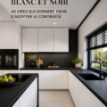 Exemple d'une cuisine moderne en noir et blanc au design élégant.