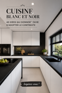 Exemple d'une cuisine moderne en noir et blanc au design élégant.
