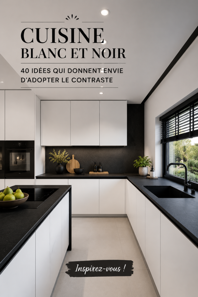 Exemple d'une cuisine moderne en noir et blanc au design élégant.