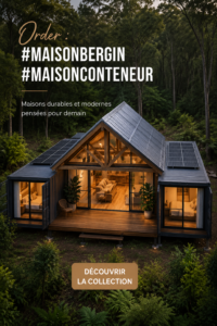 Maison conteneur moderne avec un design innovant en milieu naturel.