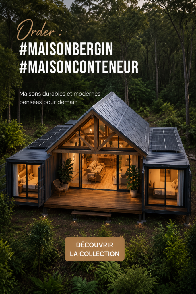 Maison conteneur moderne avec un design innovant en milieu naturel.