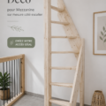 Une échelle déco en bois sur mesure pour mezzanine dans un intérieur chaleureux