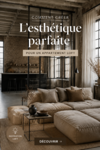 Un salon d'appartement loft moderne avec des accents industriels et chaleureux