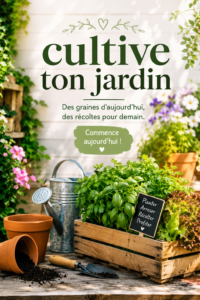 Jardin verdoyant avec des fleurs colorées et des légumes