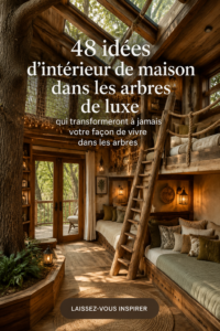 Intérieur chaleureux d'une maison dans les arbres avec un mobilier en bois naturel
