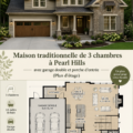 Maquette d'une maison traditionnelle avec garage et porche, idéale pour les familles.